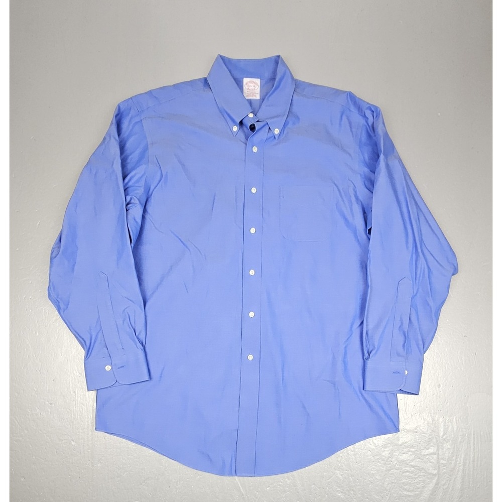 Brooks Brothers Madison Button Down Shirt Mens 16.5 - 34 Blue Non Iron